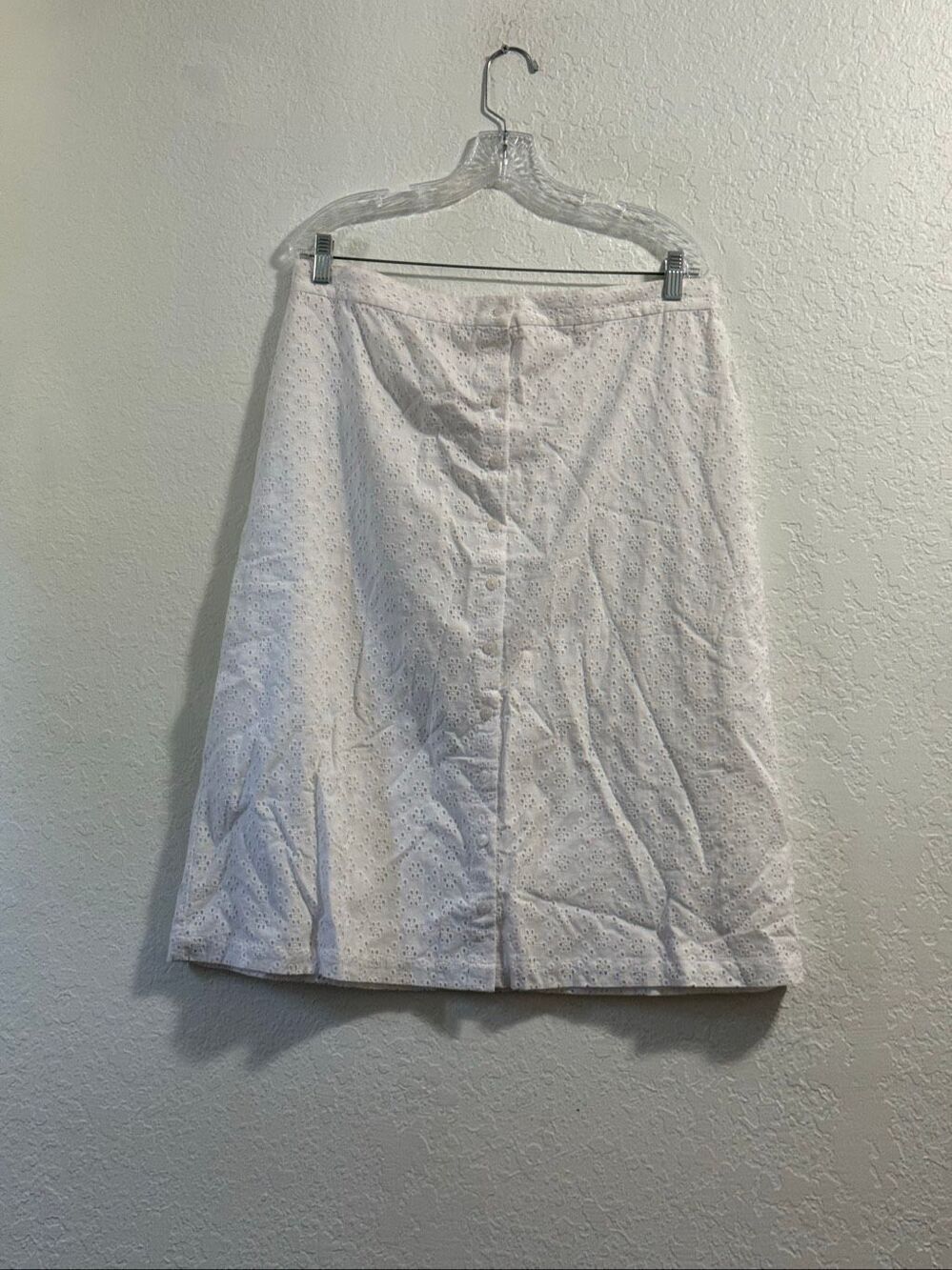 Rachel Parcell Eyelet Cotton  Button Front Skirt White Size XL